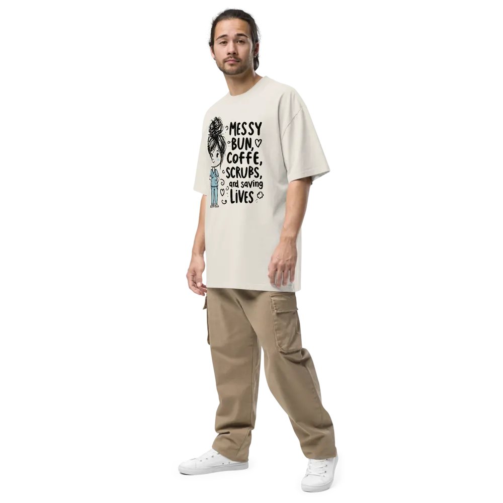 Messy Bun Coffee Scrubs Faded Tee product image (19)