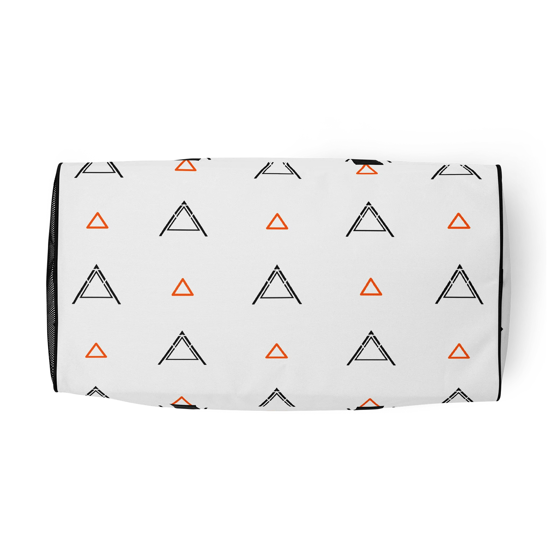 Anzodo Geometric Streetwear Duffle Bag – Black & Orange Tribal on White Canvas product image (5)