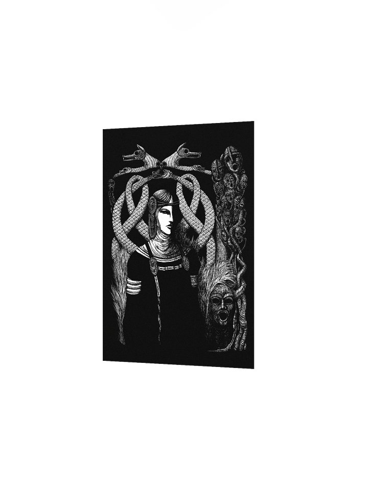 Hel in Black All Black Matte Poster - Norse Mythology Goddess Hel and World Serpent Jörmungandr product image (2)