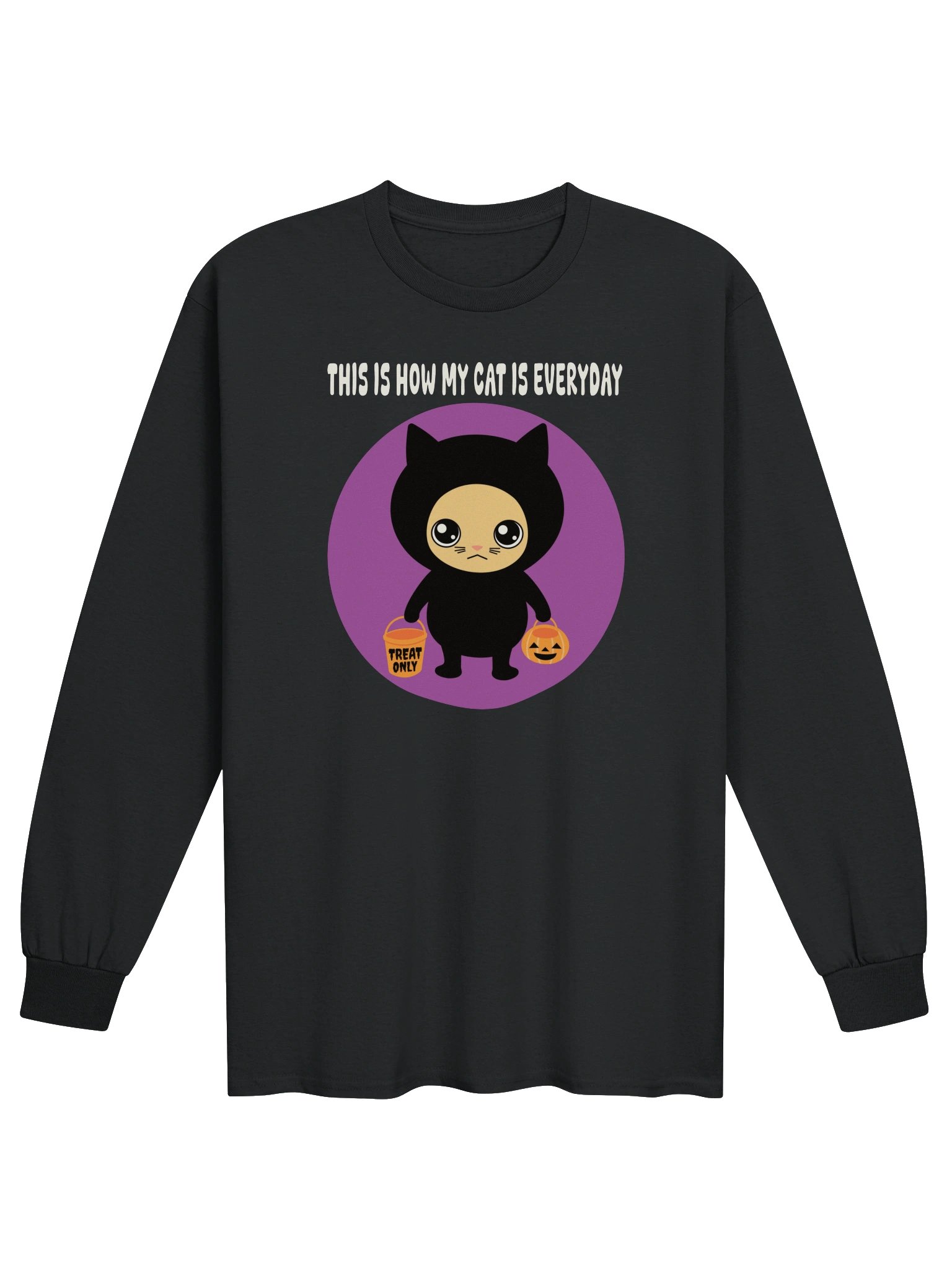 Halloween Cat (Treat Only) - Unisex Adult Heavyweight Long Sleeve T-shirt product image (1)