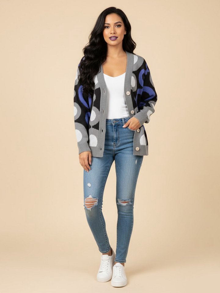 Swanky Circles Jacquard Knit Cardigan product image (1)
