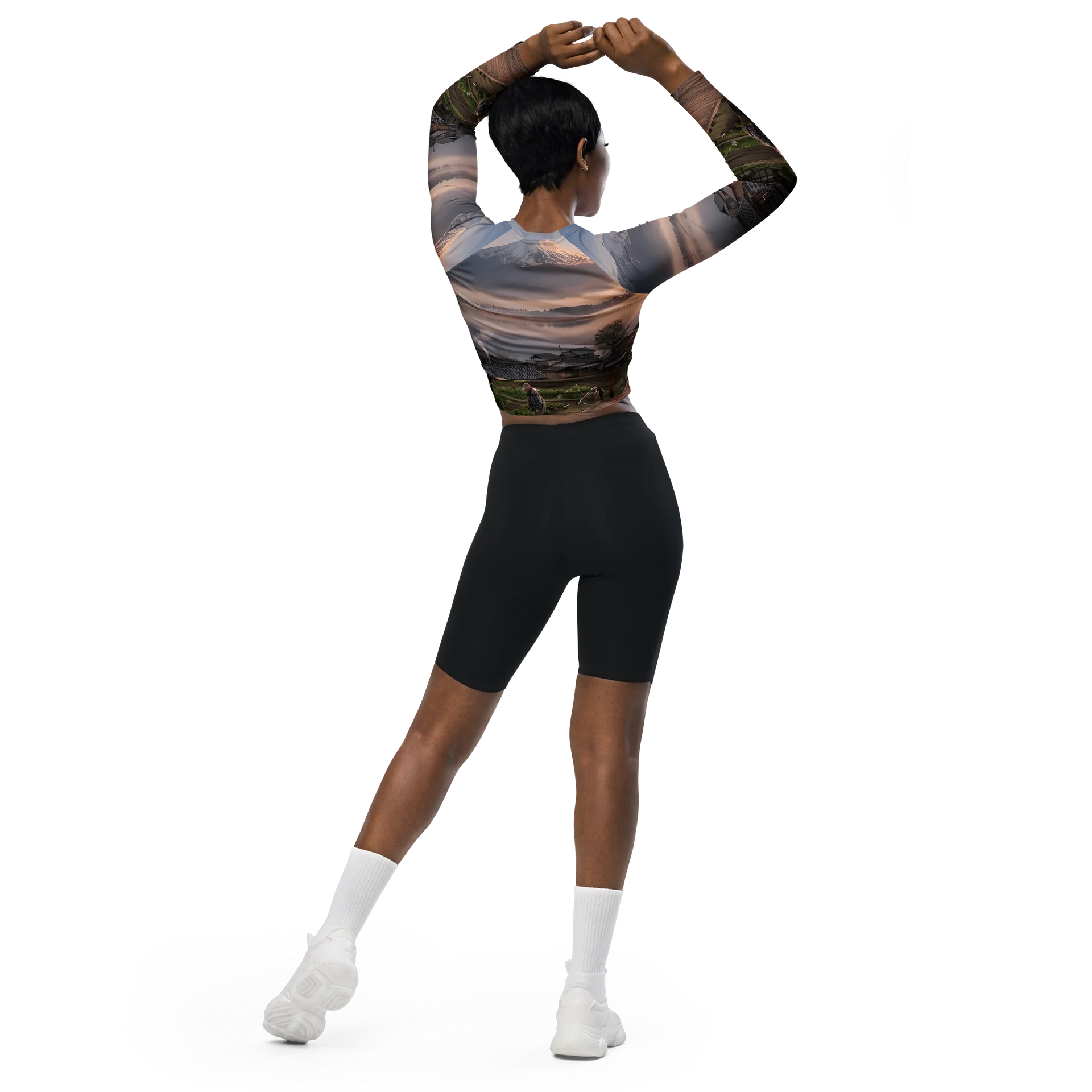 Recycled Long Sleeve Crop Top | Mount Fuji Graphic Activewear product image (6)