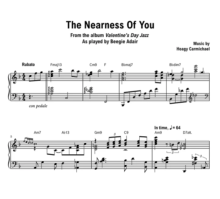 Beegie Adair - The Nearness Of You - Sheet music (PDF) product image (1)