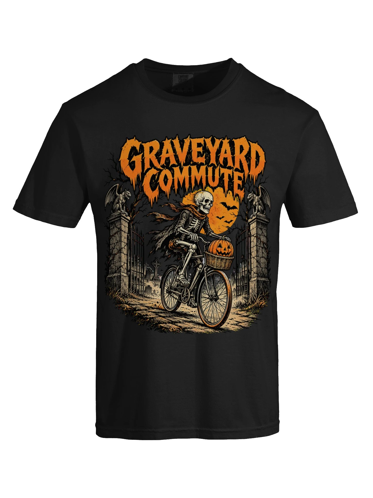 Graveyard Commute — Halloween Skeleton Cycling T-Shirt product image (9)