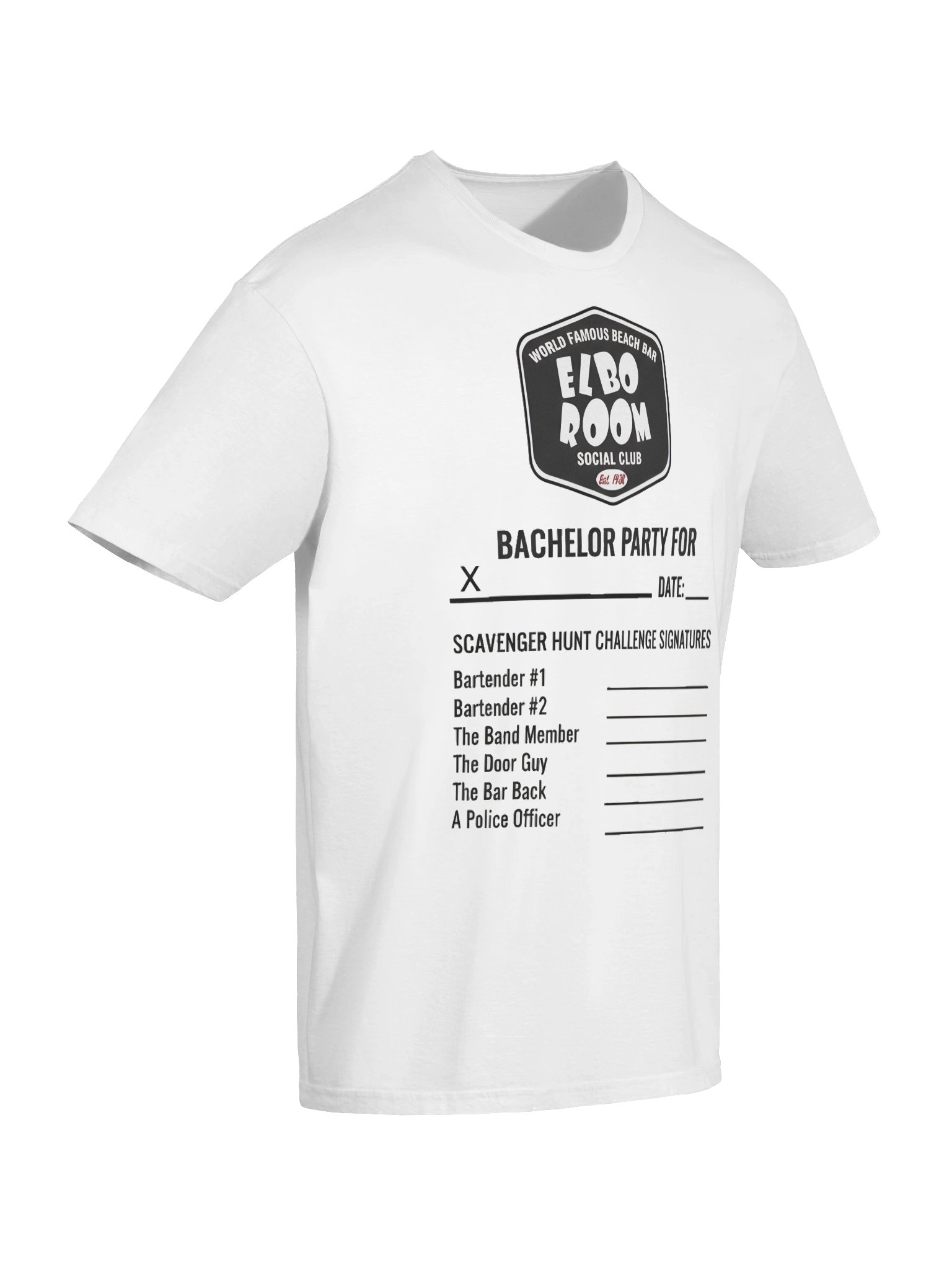 Bachelor Scavenger Hunt — Elbo Room "Buy & Fly" Signature Tee product image (10)