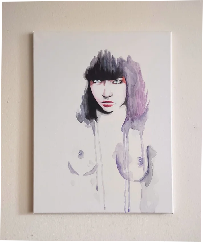 Watercolor Staring Girl On Canvas product image (1)