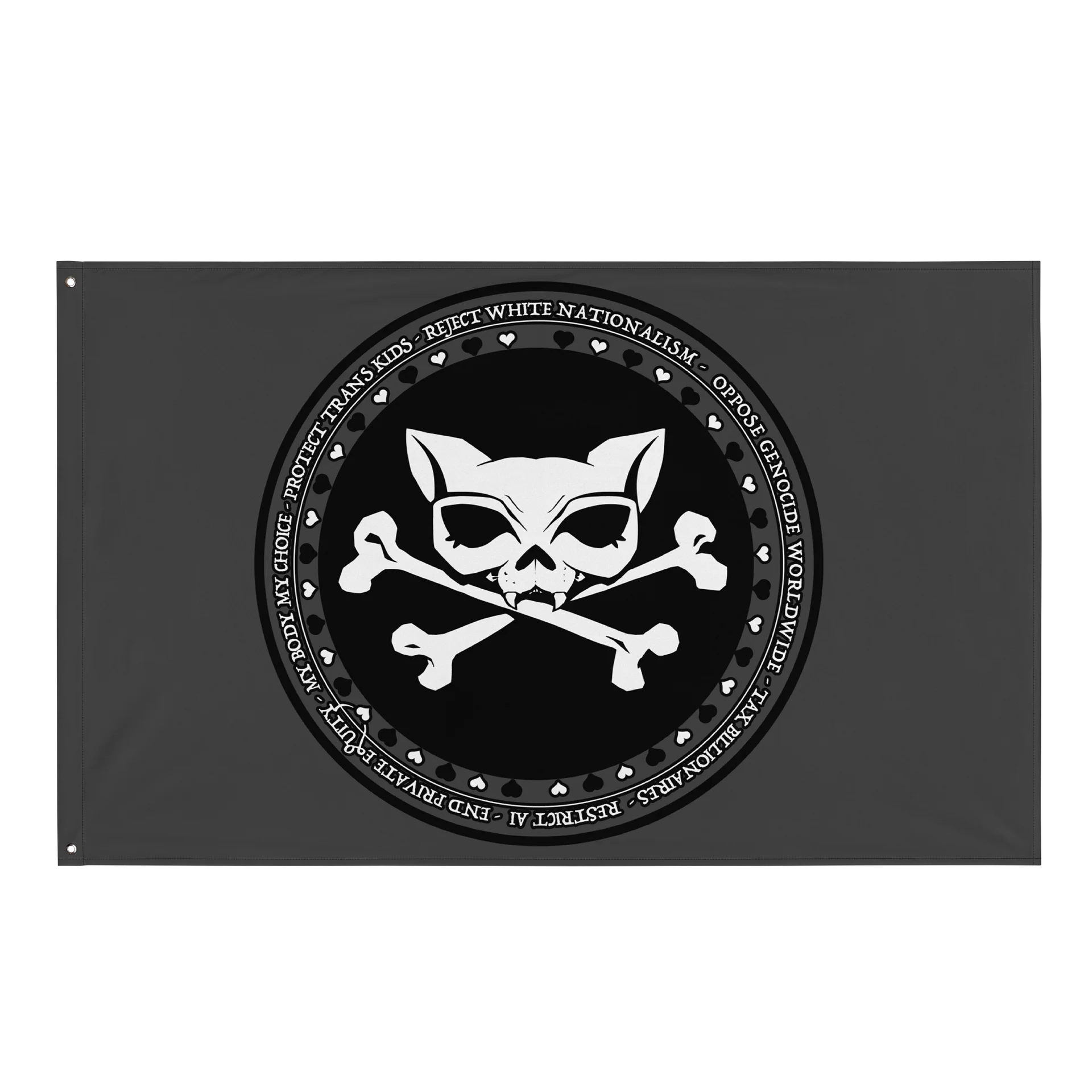 My Politics v2 Grey Kat Skull Flag product image (1)