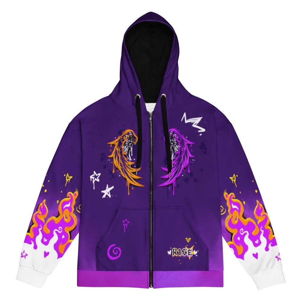 RISE Collection: Subtle Nonbinary Pride Phoenix Zip Hoodie - PURPLE product image (3)