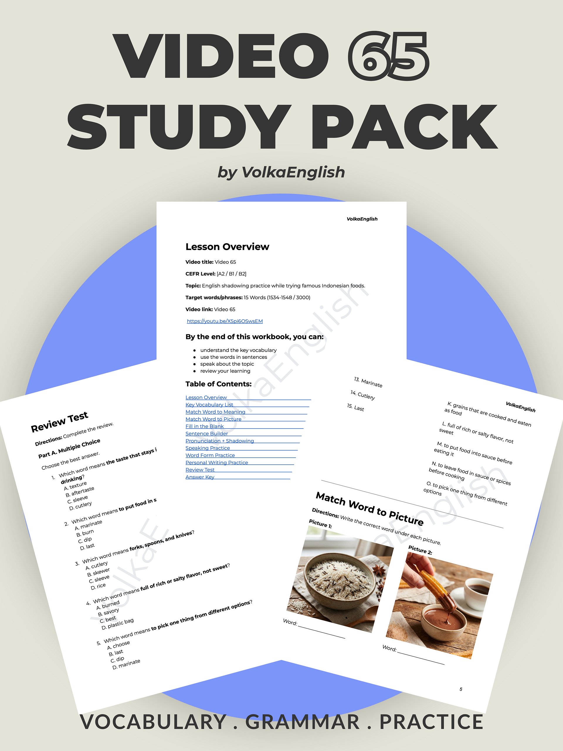 Slow English Podcast | Speak English With Us While Trying Indonesian Food - Video 65 Study Pack product image (1)