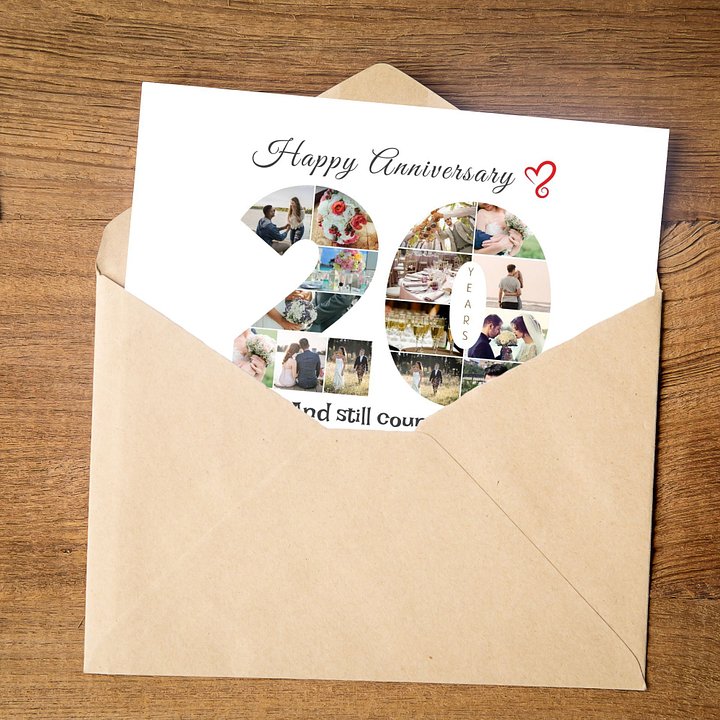 20 Year Anniversary Photo Card Editable Canva Template product image (2)
