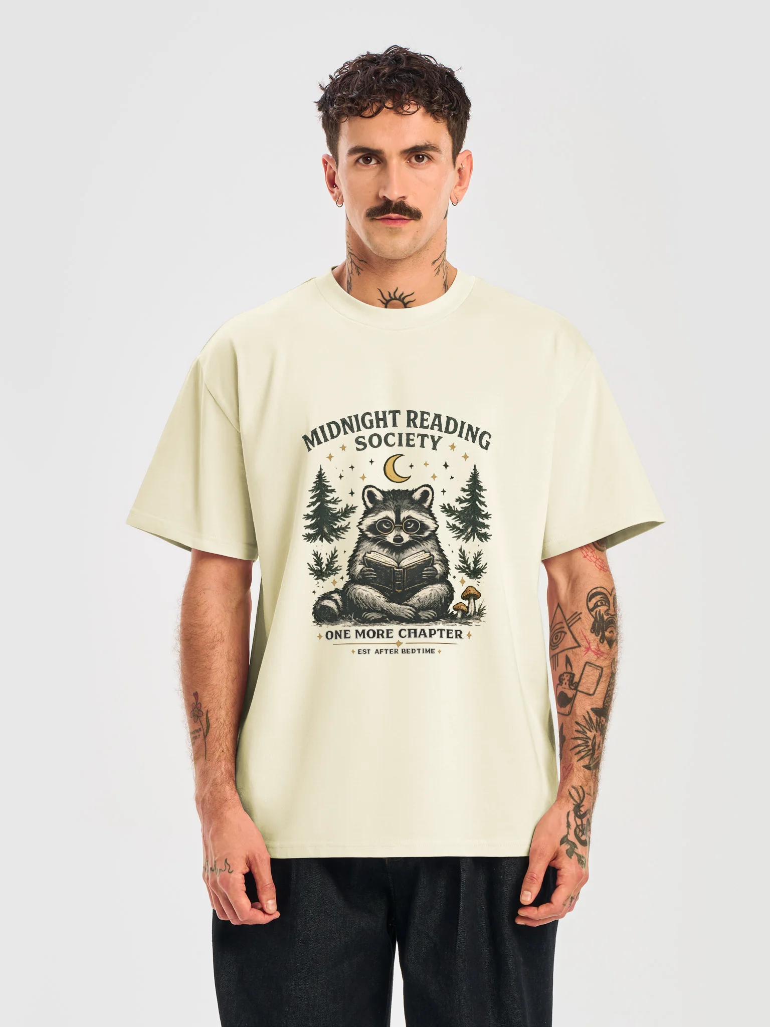 Midnight Reading Society Raccoon T-Shirt | Night Owl Booklover Tee product image (15)