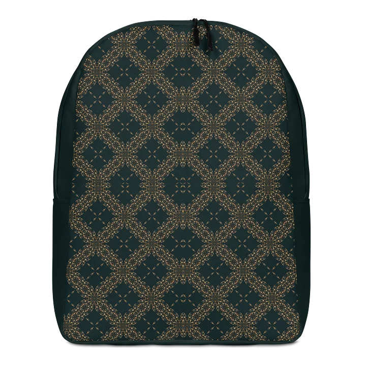 Dark Green Gold Pattern Backpack Elegant Minimalist Bag product image (1)