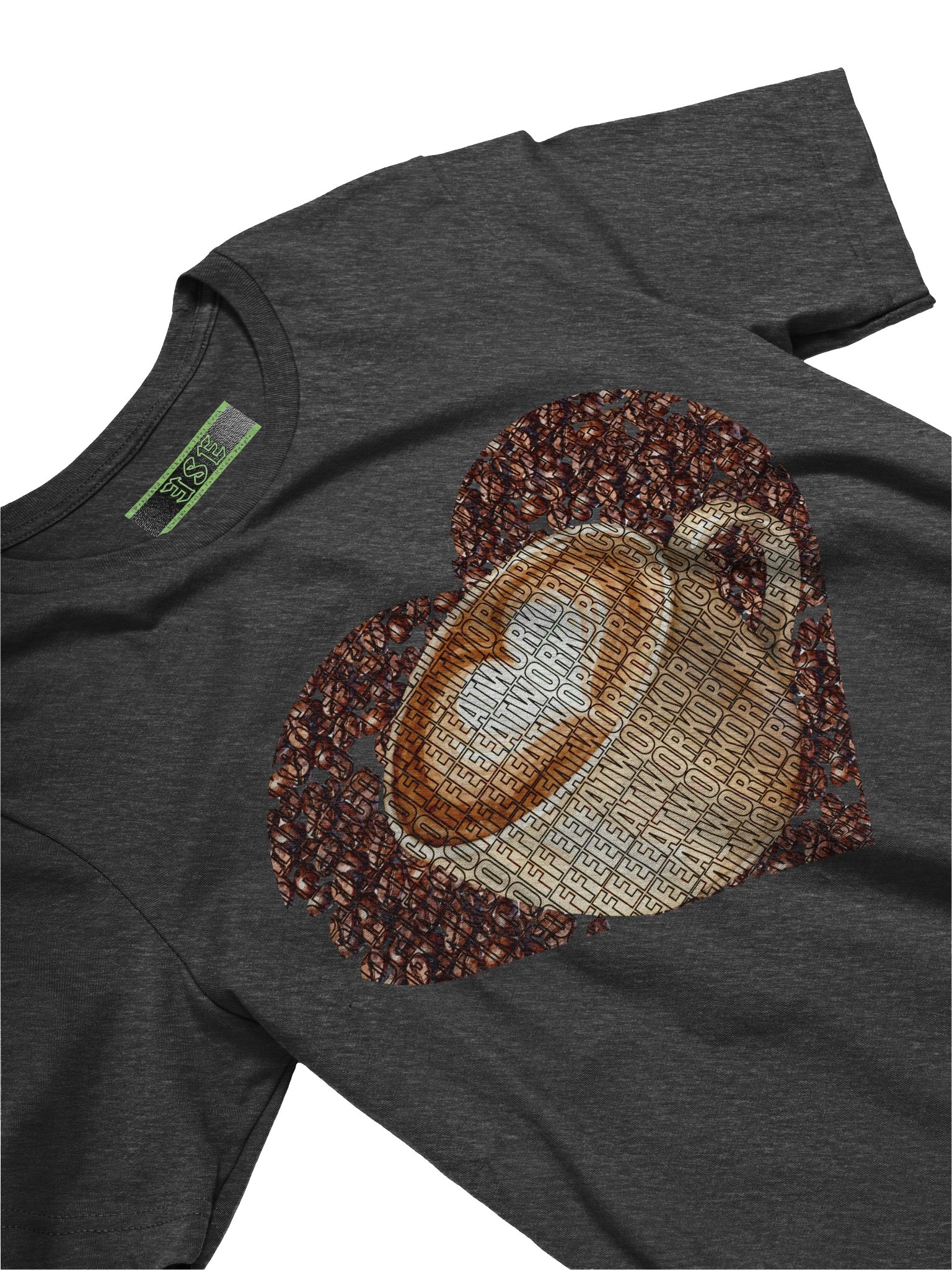 Coffee Heart: Eat, Work, Drink E.S.E. Textured T-Shirt product image (25)