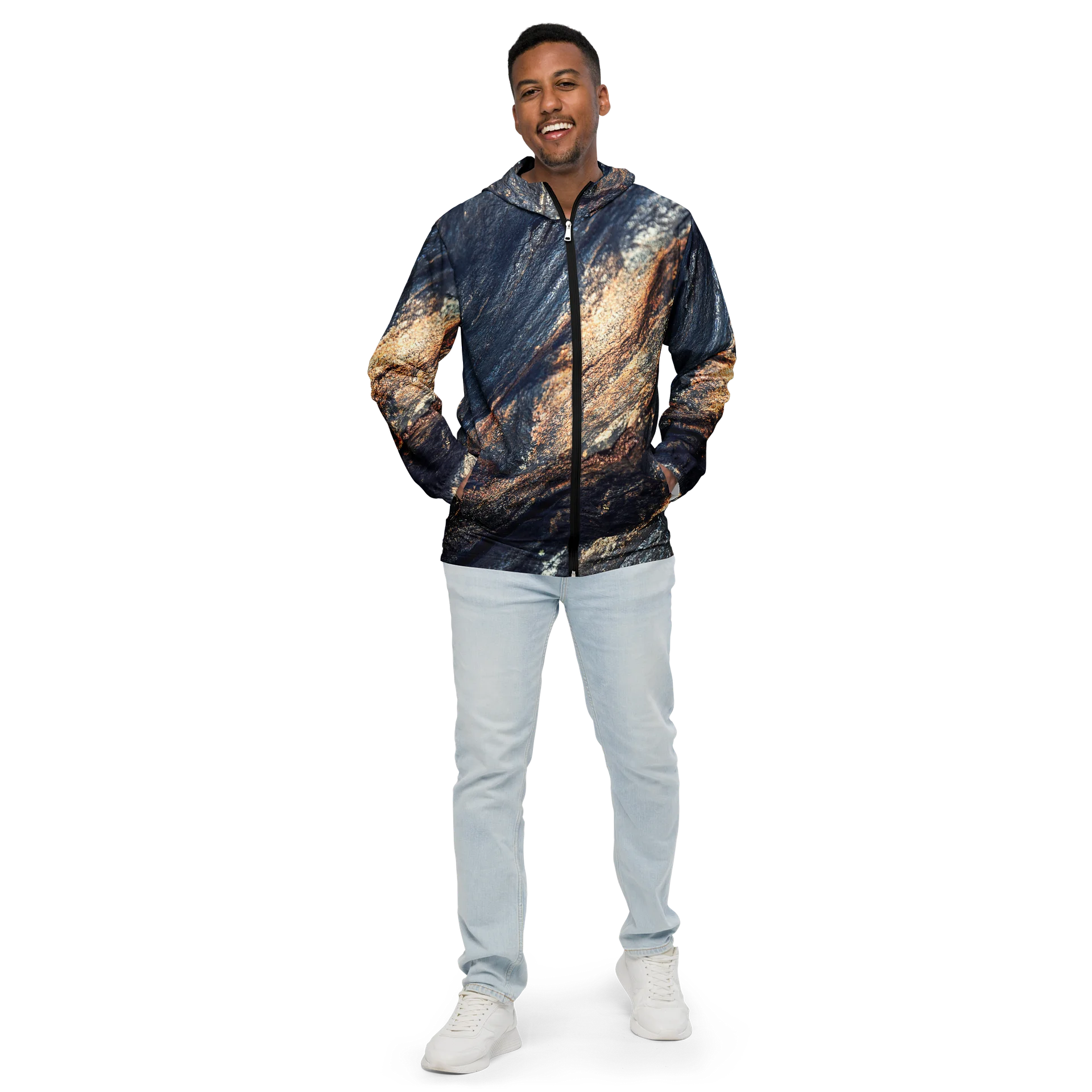 Obsidian Vein Unisex All-Over Print Dark Mineral Lightweight Windbreaker product image (1)