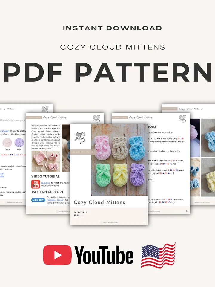 Cozy Cloud Baby Mittens Crochet Pattern product image (2)