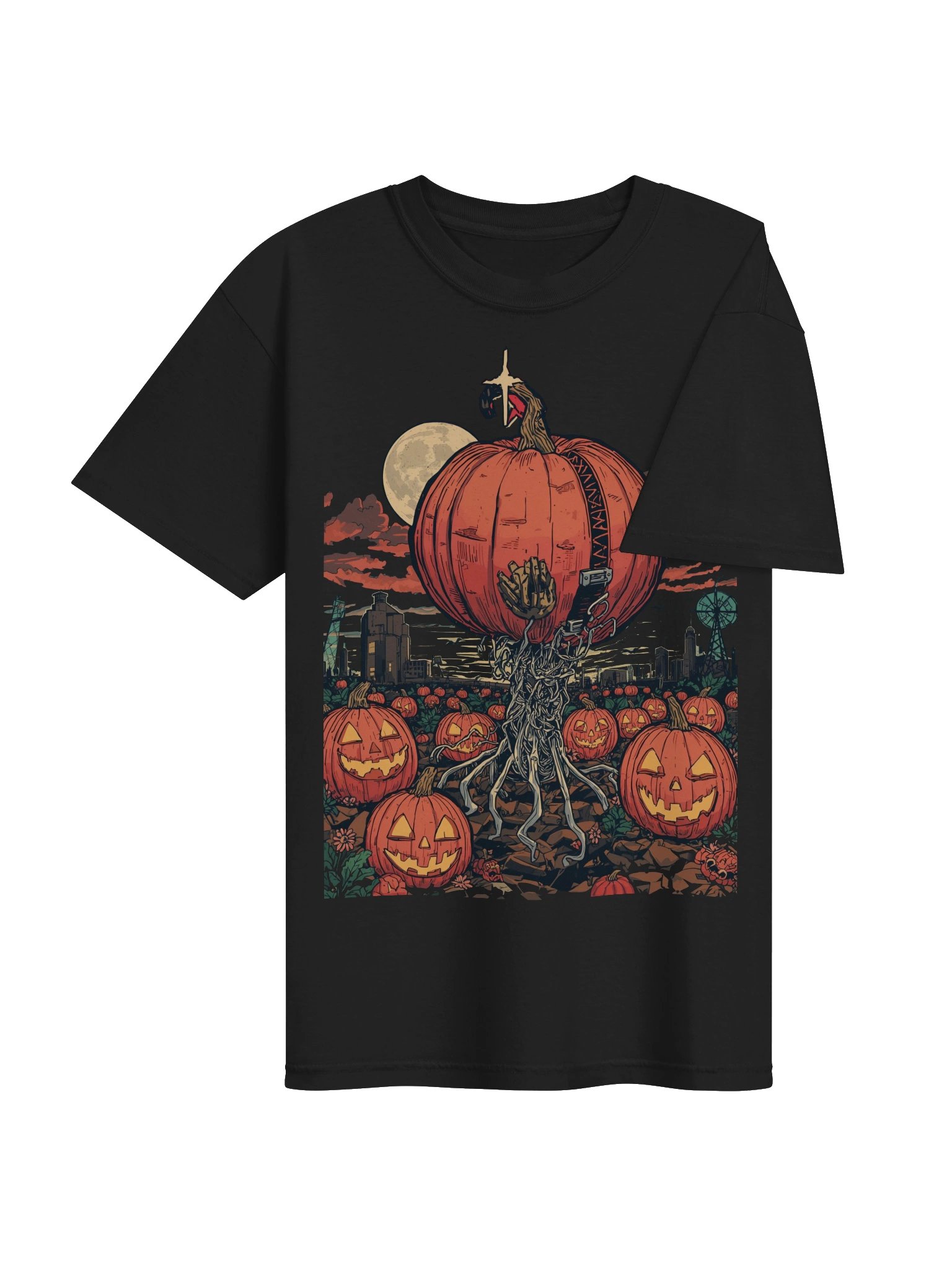 Moonlit Pumpkin City Halloween Heavyweight T-Shirt product image (7)