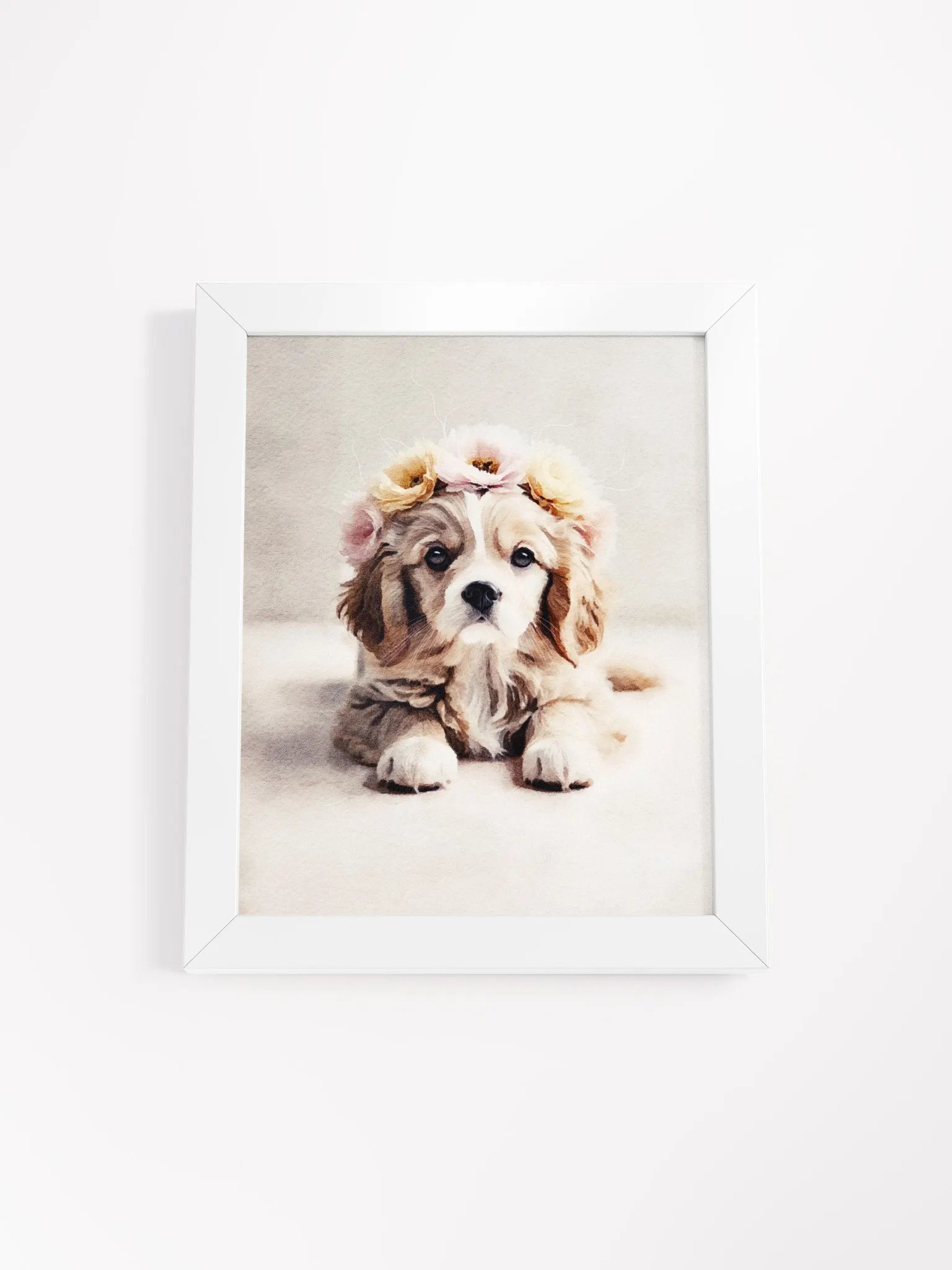Floral Crowned Puppy - Framed Matte Poster product image (23)