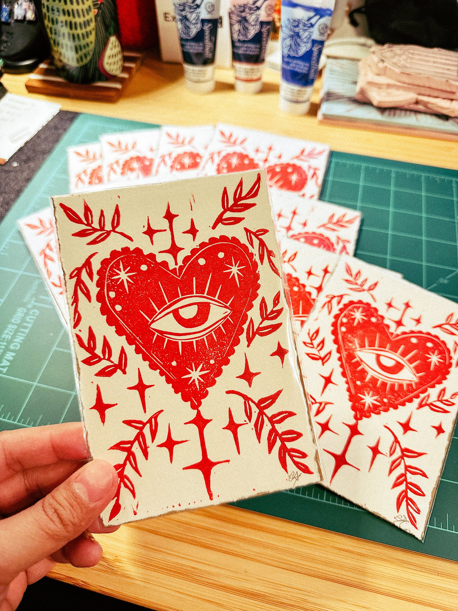 Eye Love You Linocut Print product image (1)
