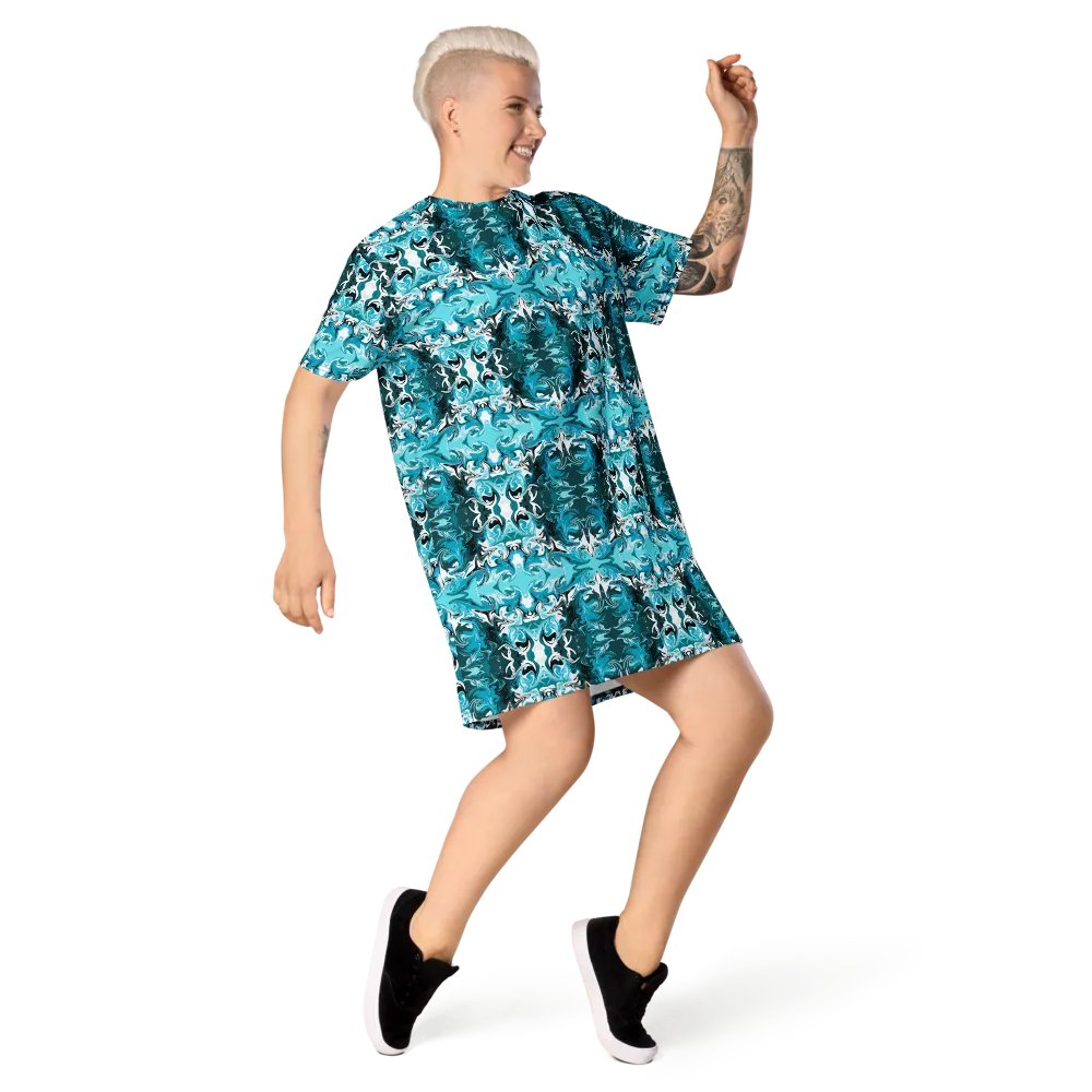 Blue Swirl T-Shirt Dress product image (9)