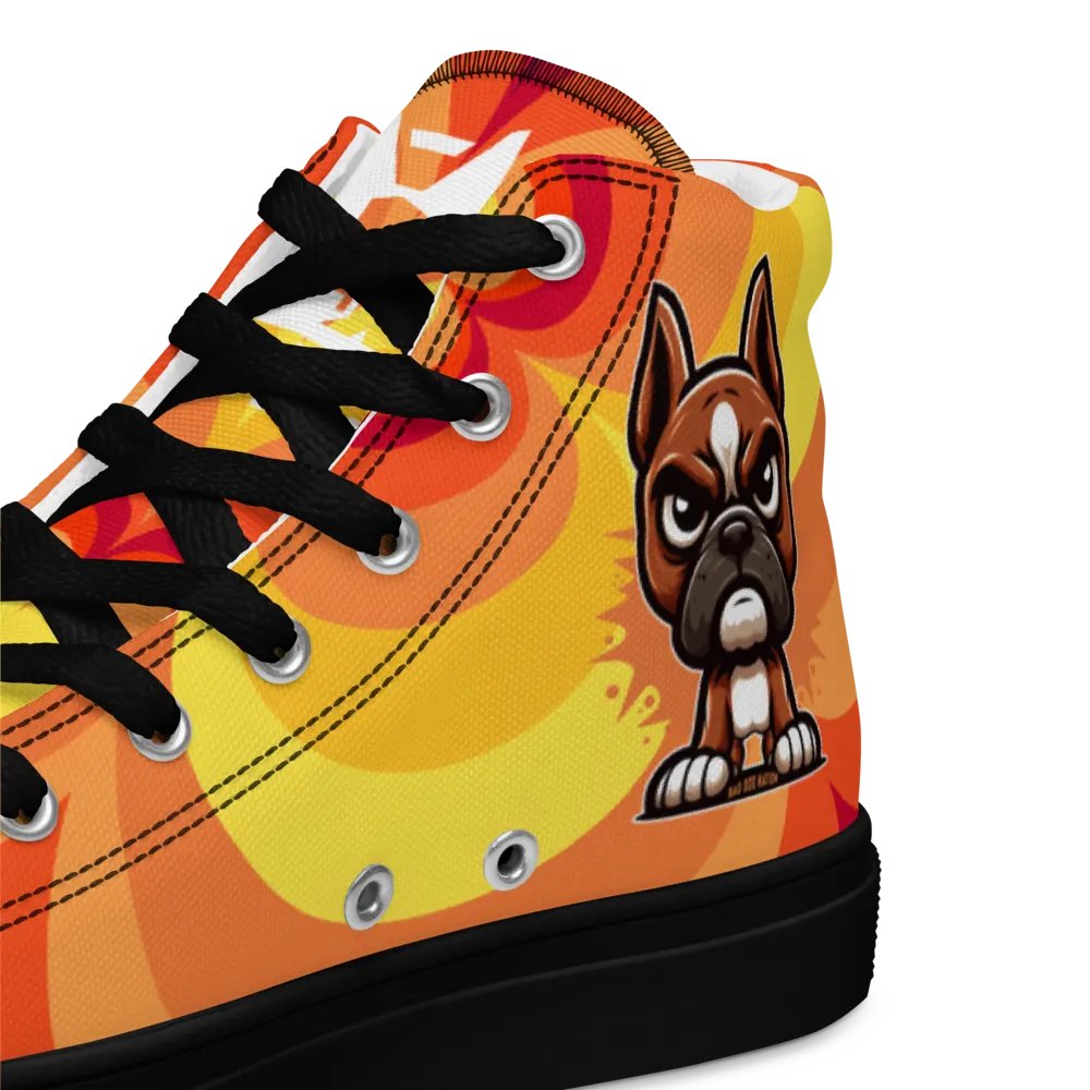 Boxer Angry Pup - Women's High Top Canvas Shoe product image (9)