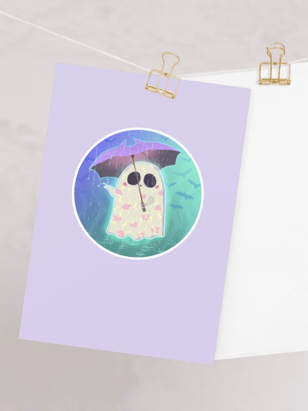 Pastel Little Ghost in the Rain #2 - Greeting Card product image (1)