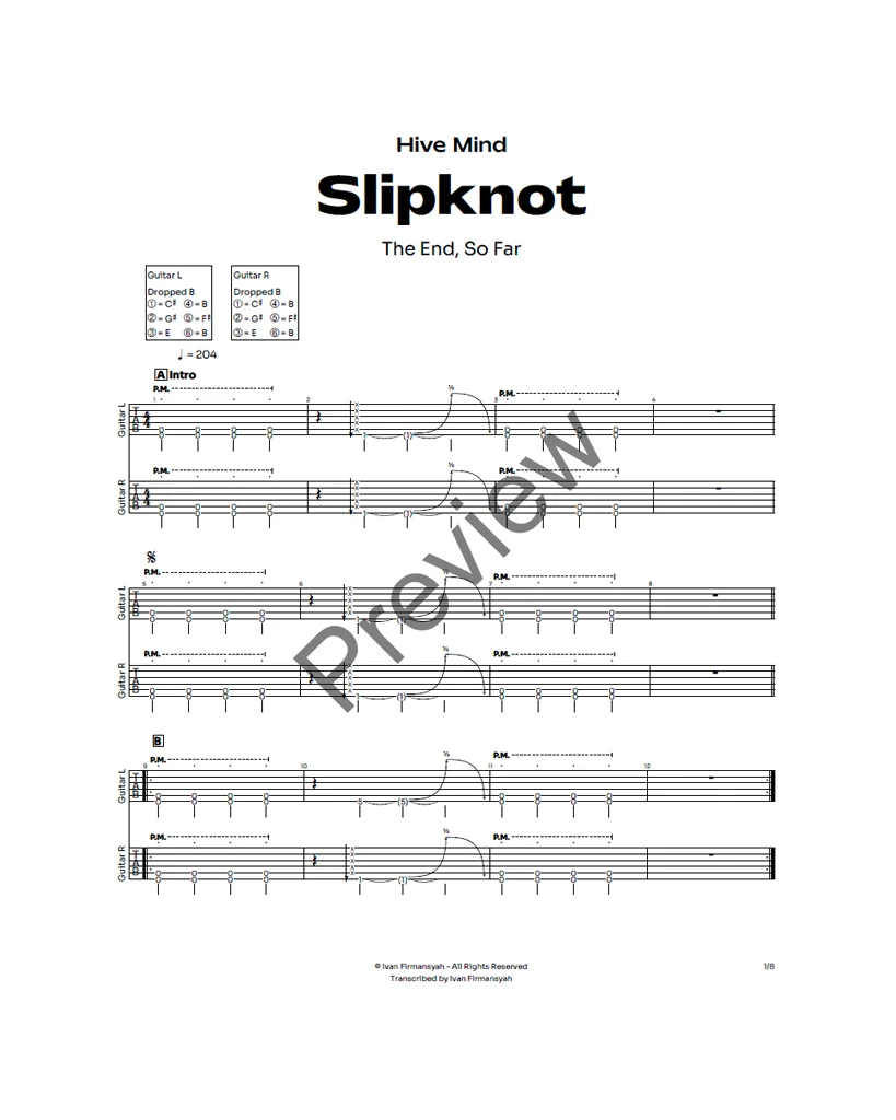 Slipknot - Hive Mind Complete Guitar Tab product image (2)
