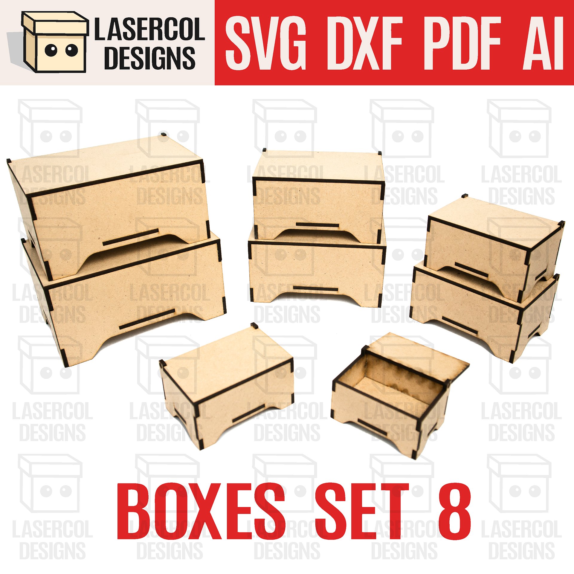 Boxes Bundle (Set 5-6-7-8) - Laser Cut Files product image (6)