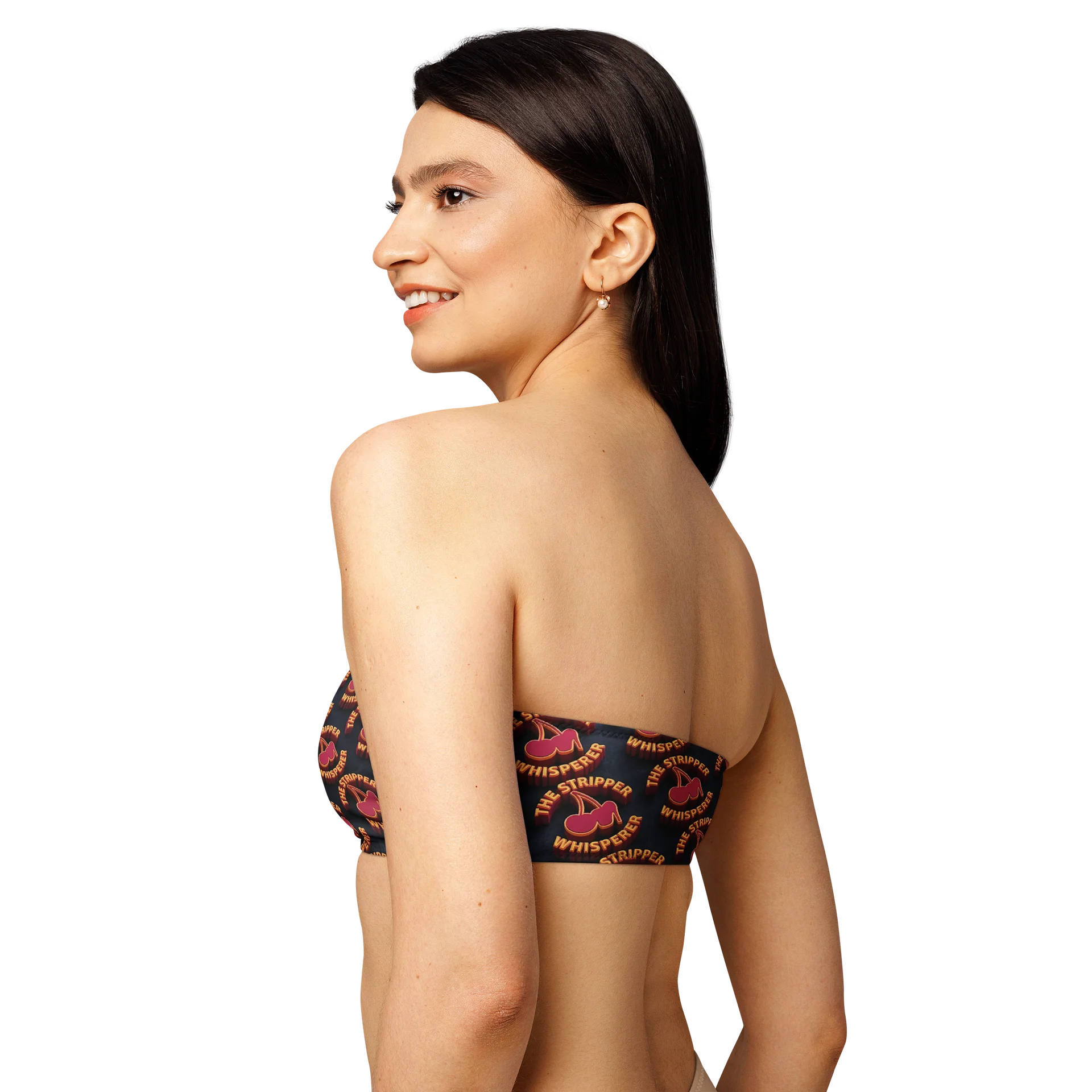 neon cherry all over print recycled bandeau bikini product image (8)