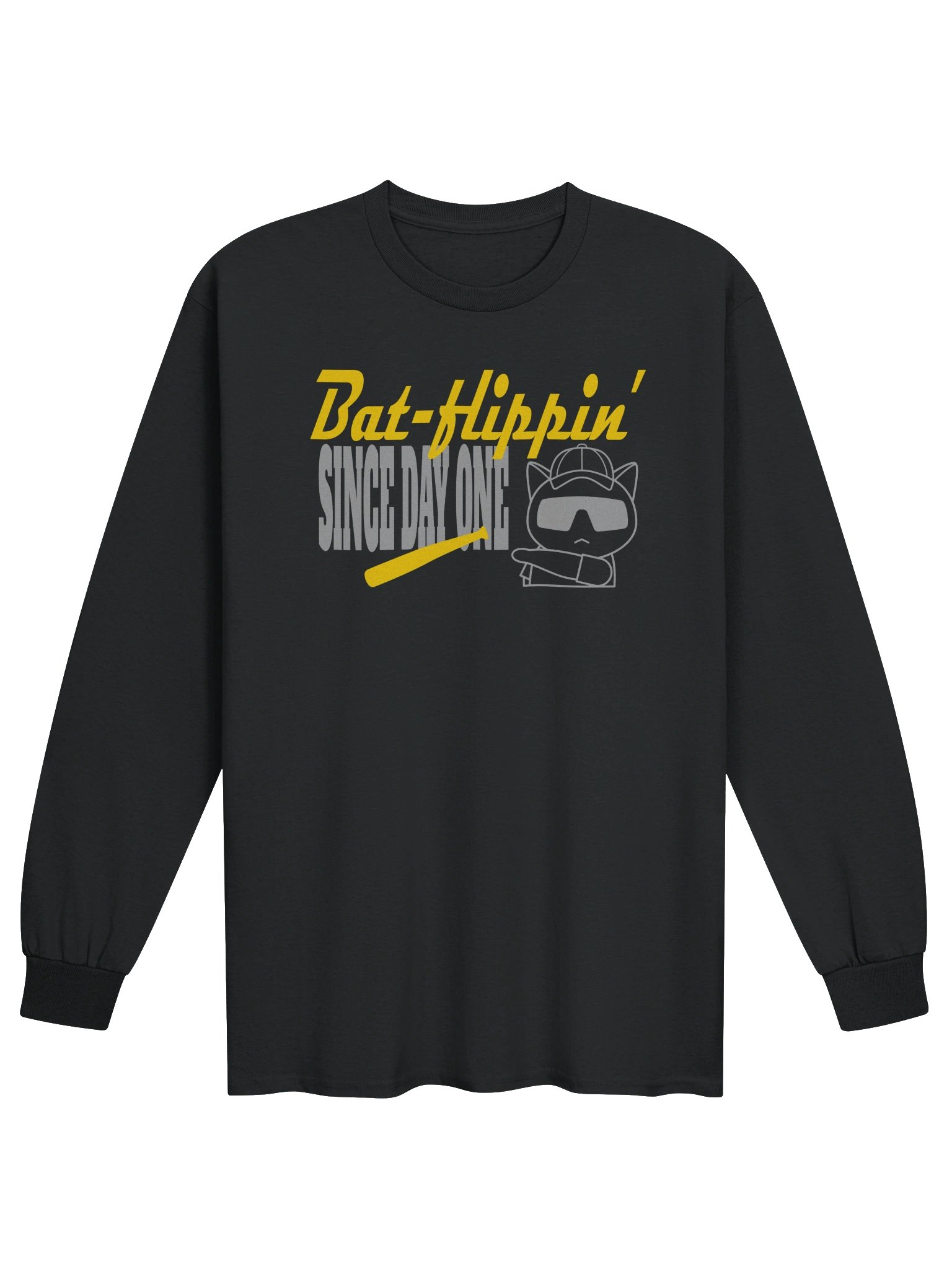 Baseball Cat (Bat-flippin' Since Day One) - Unisex Adult Long Sleeve T-shirt product image (4)