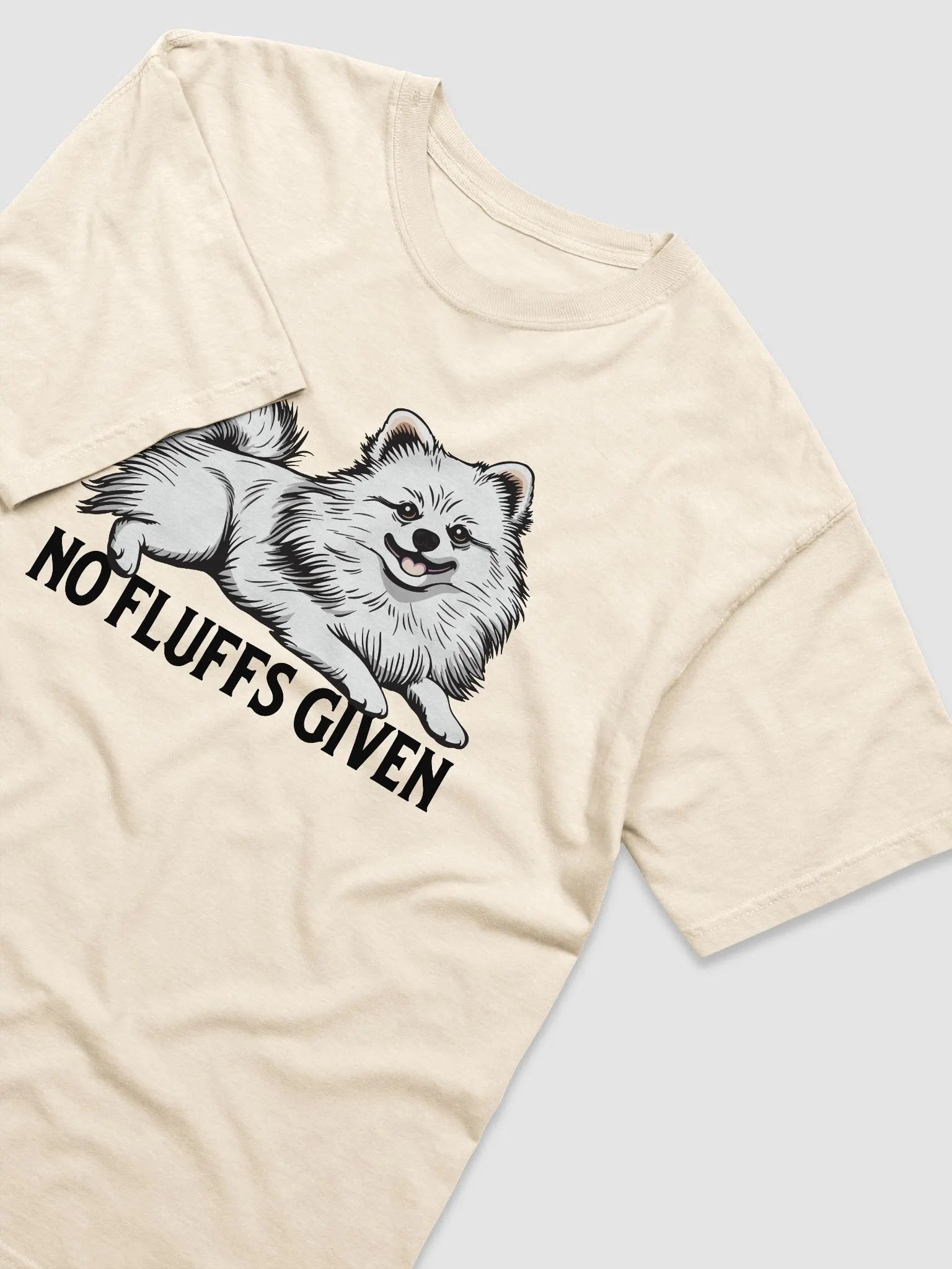 No Fluffs Given T-Shirt of a Pomeranian (White) | Funny T-Shirt for Pomeranian Paw-rents product image (6)