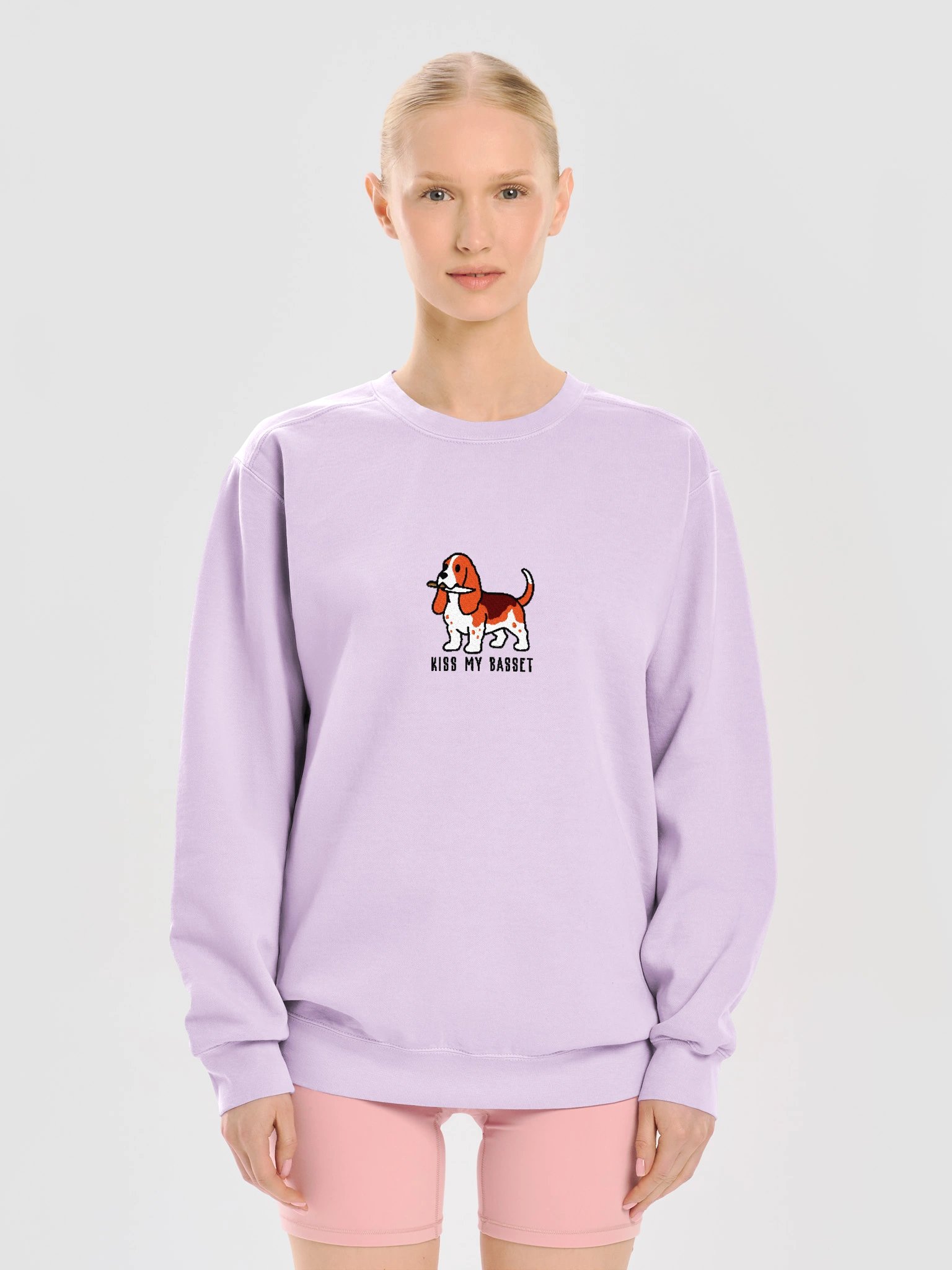 Kiss My Basset Funny Chibi-Style Embroidered Premium Sweatshirt for Basset Hound(Red) Owners product image (37)