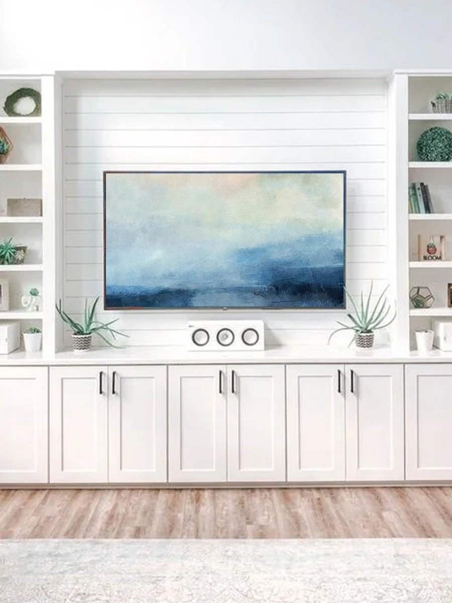 Samsung Frame TV Art Blue Coastal Abstract Landscape Oil Painting Screensaver Digital TV Background product image (5)