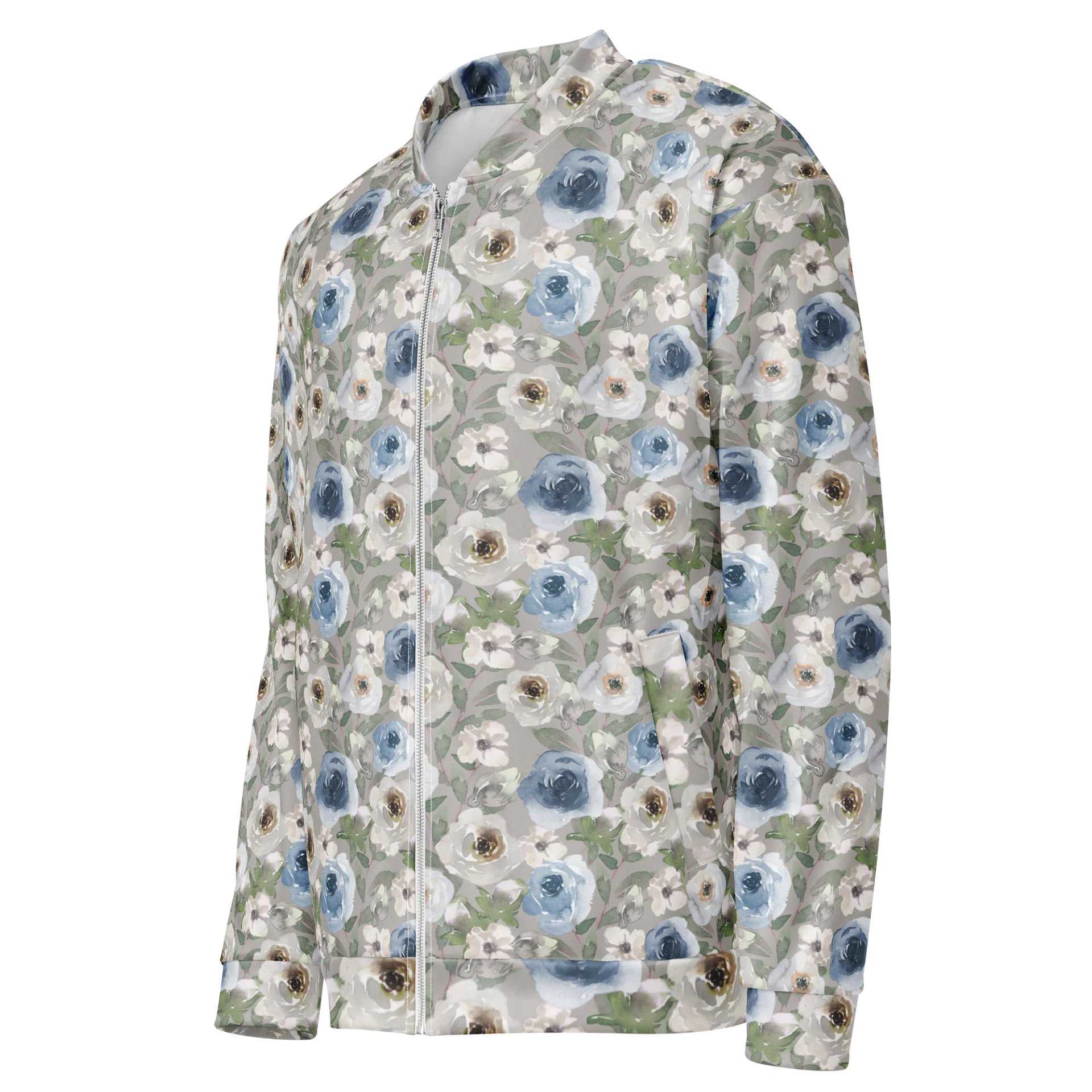 Grey Roses Bomber Jacket product image (3)