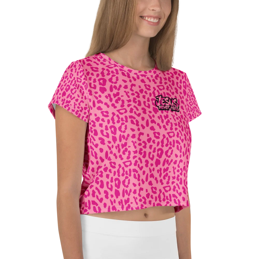 Jesus Never Fails Pink Leopard Print Crop Top product image (8)