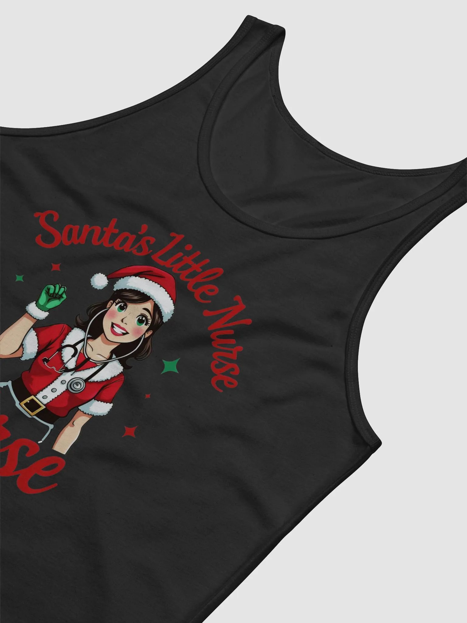 Santa's Stethoscope Little Nurse Jersey Tank product image (42)