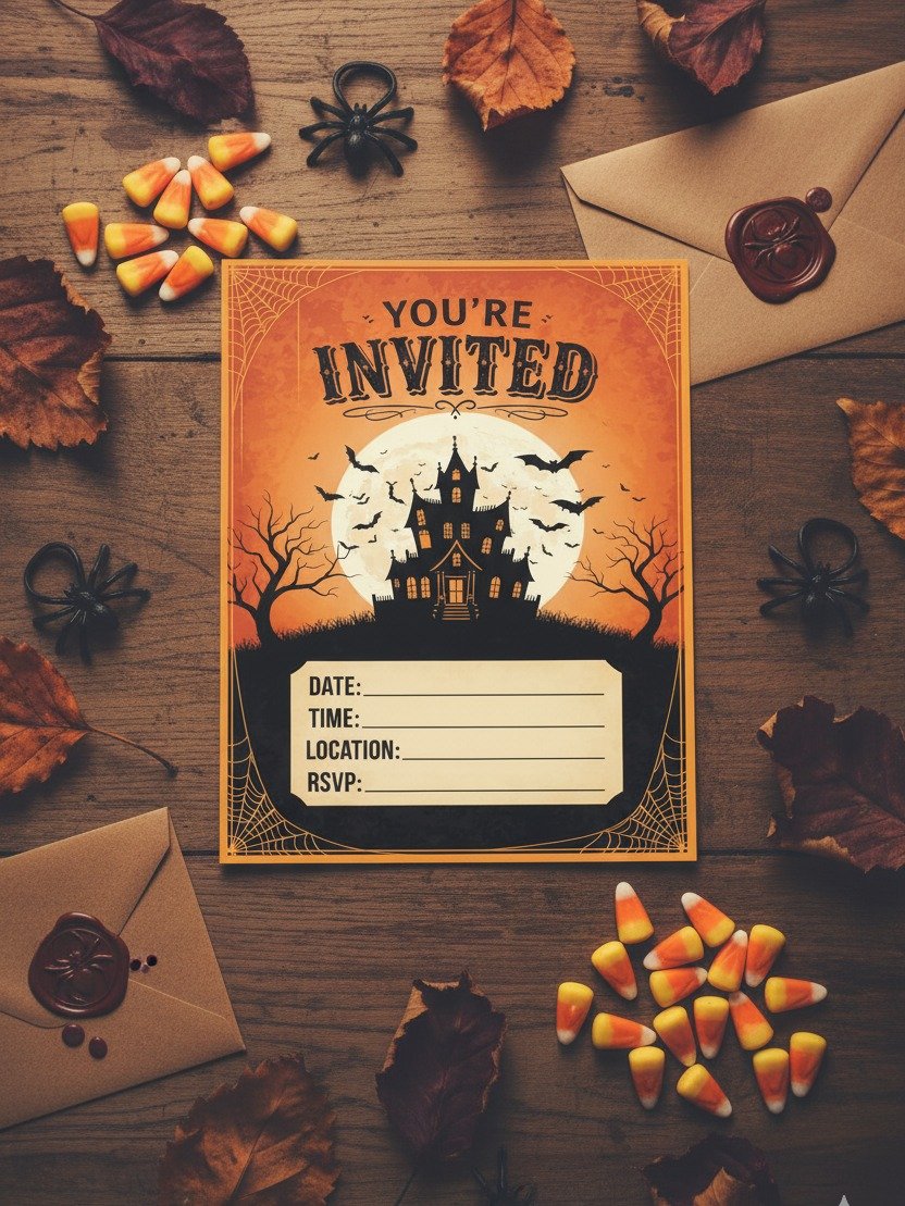 Halloween Party Invitation | Printable Haunted House Spooky Invite | Fill-in-the-Blank Digital Download | Vintage Costume Party Card product image (2)
