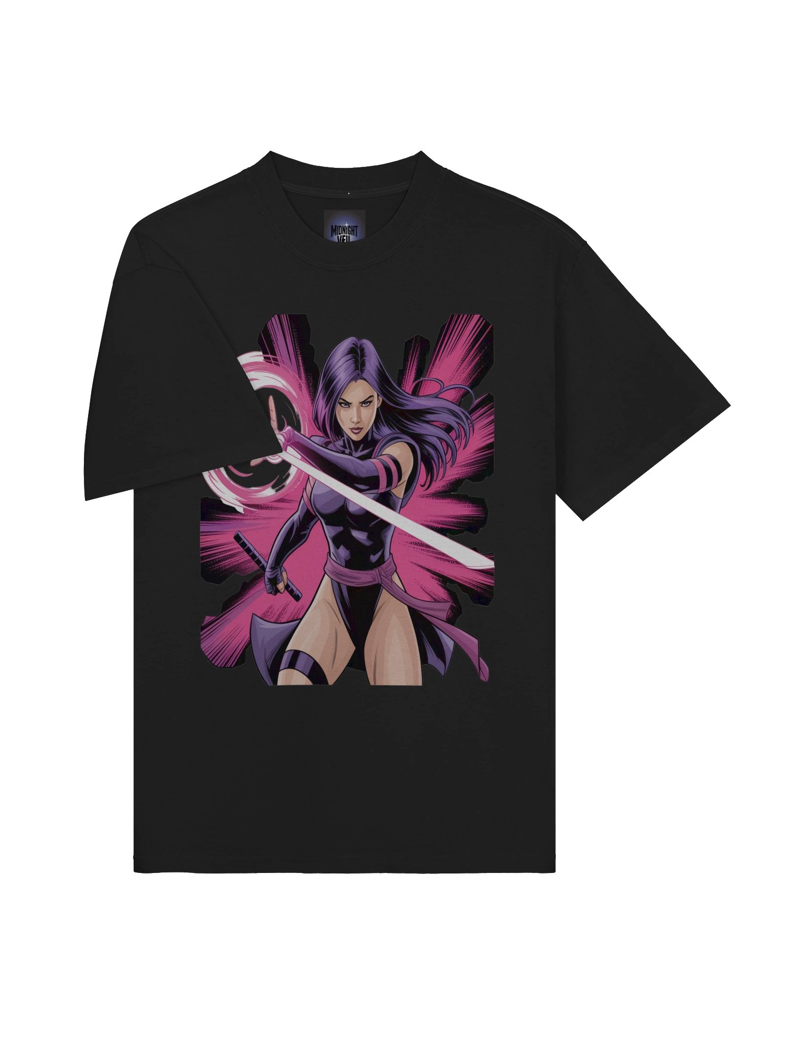 Psylocke Shadow Strike Oversized Faded T-Shirt - Exclusive Midnight Veil Designs Unisex Tee product image (3)