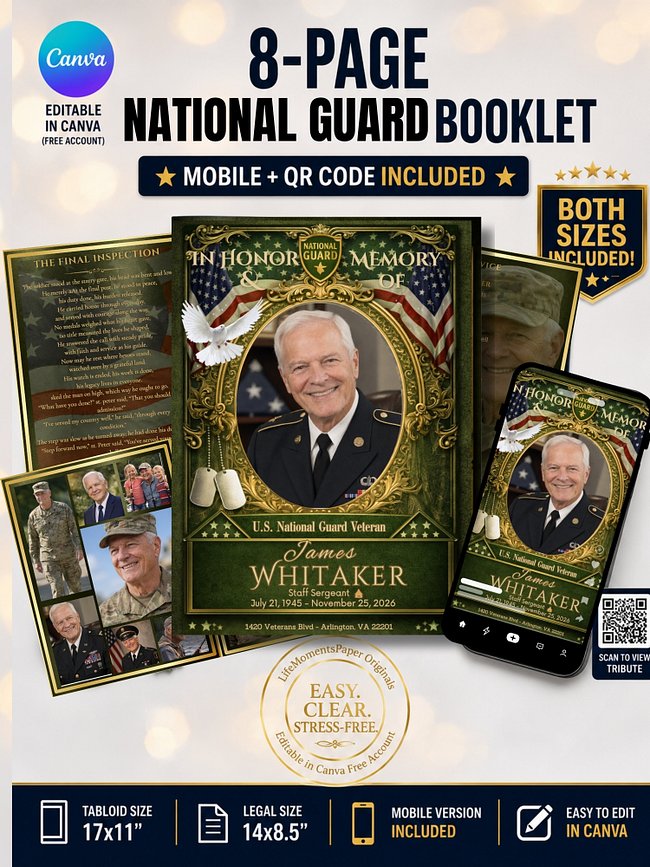 U.S. Army &amp; National Guard Funeral Program Templates