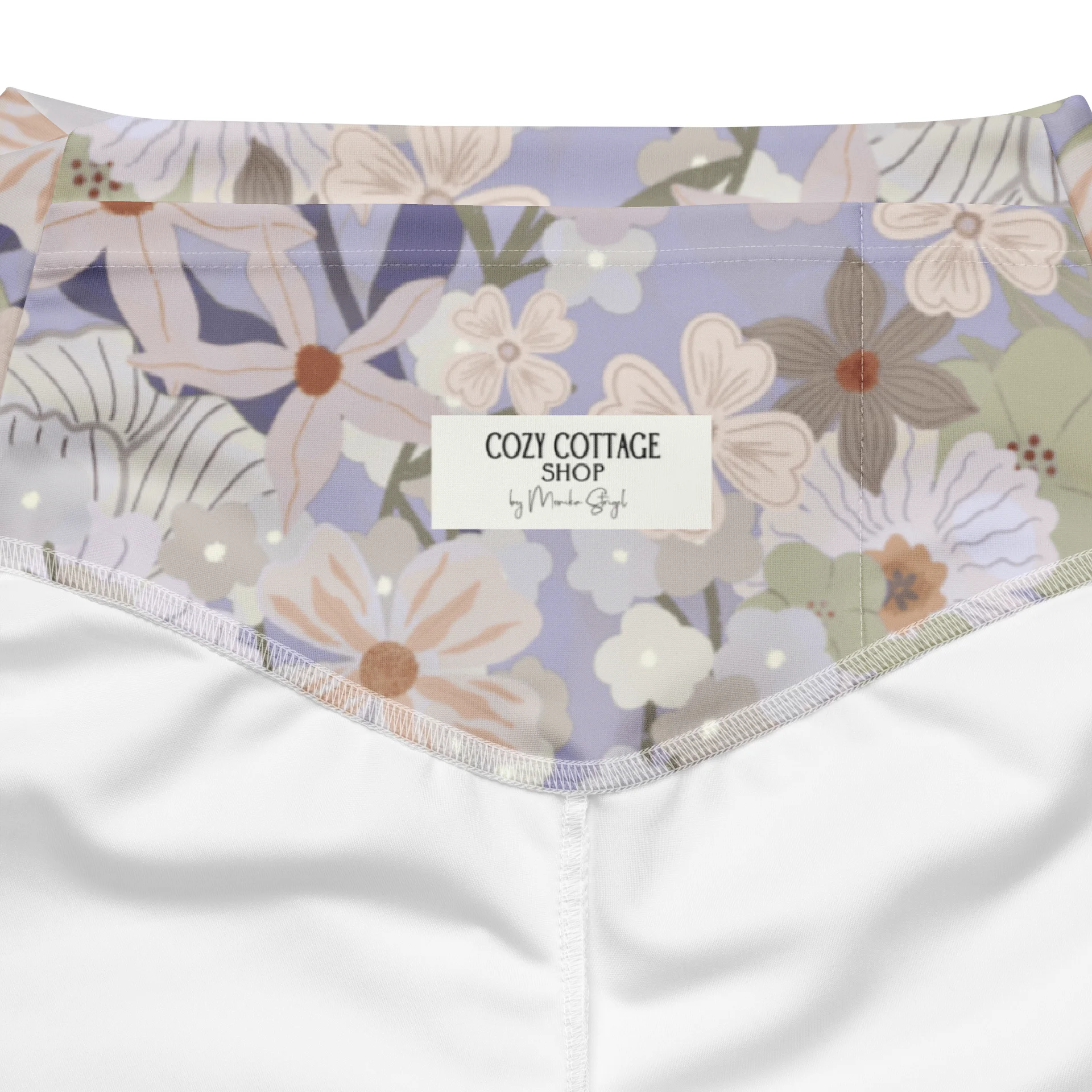Khaki Green Blue Floral Flare Yoga Leggings product image (6)
