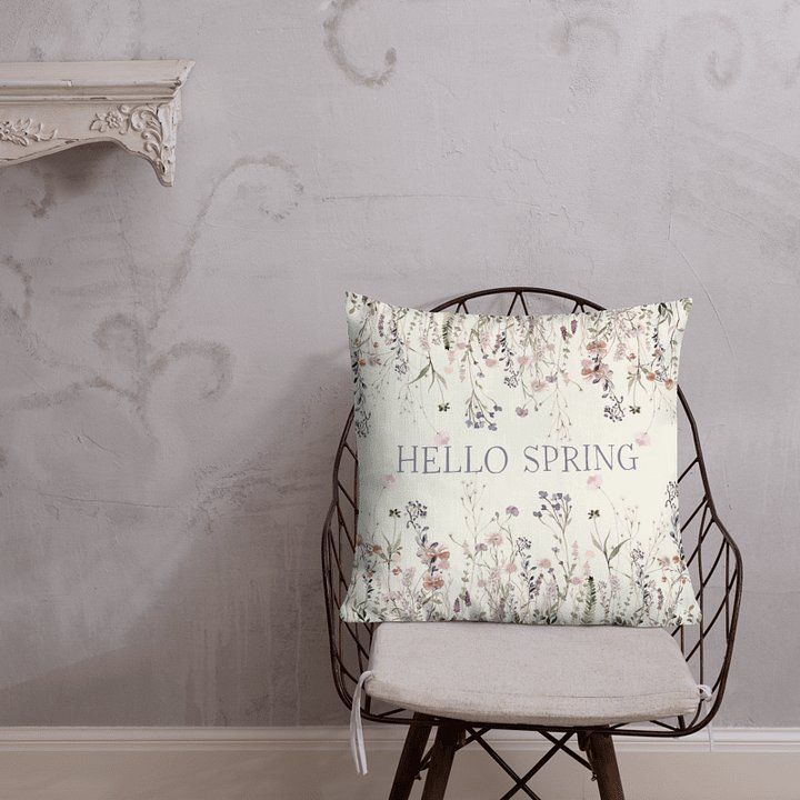 HELLO SPRING & Wildflowers Pillow in three sizes - Premium Pillow - Frühlingskissen mit Blumendruck product image (2)