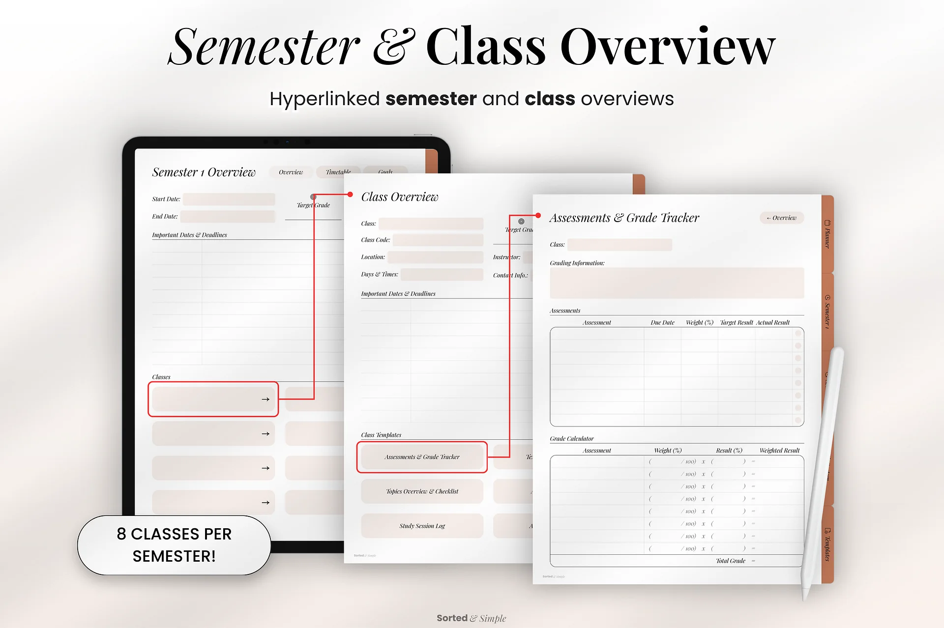 2026/2027 Mid-Year Student Digital Planner Portrait - Terracotta product image (3)