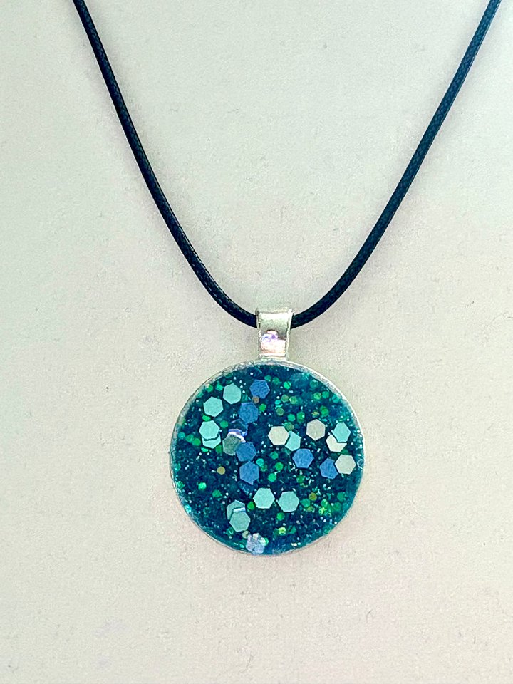 MFD-00234 | Ocean’s Sparkle – Resin Glitter Pendant Necklace | Handmade Jewelry by Monique Faella Designs™ product image (1)