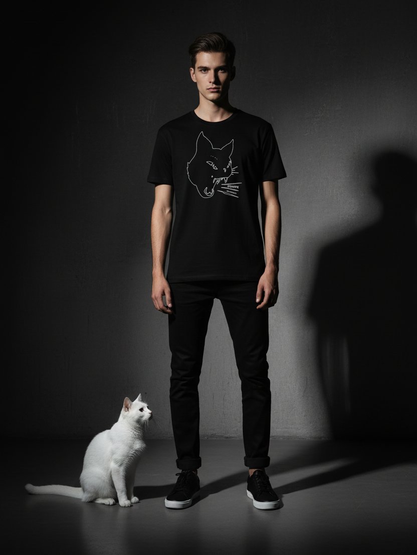 Outline Cat Logo T-shirt product image (2)