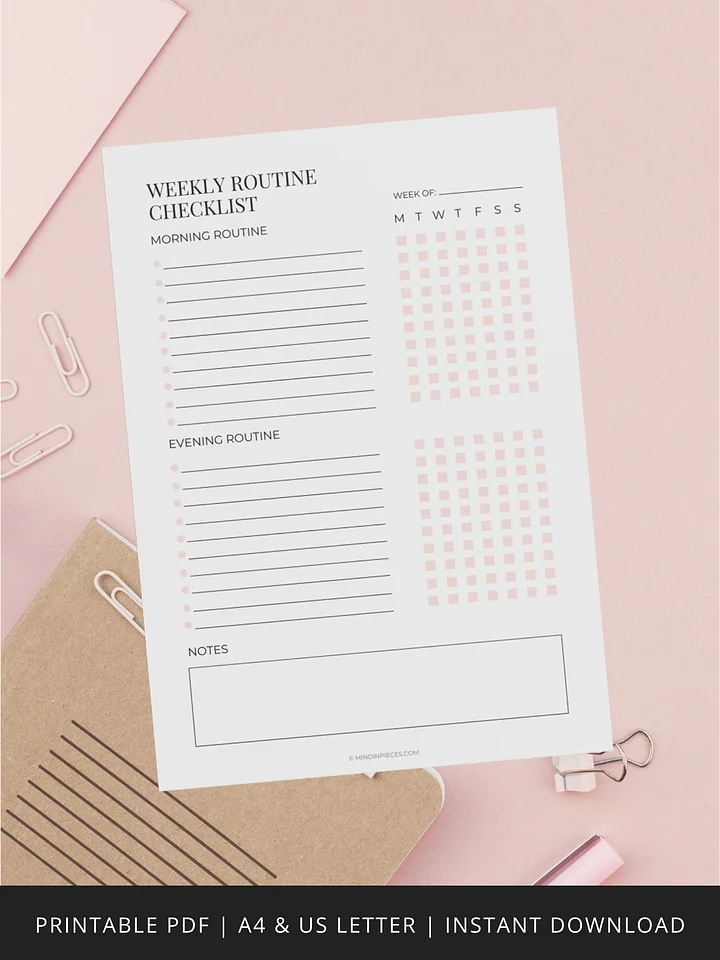 Weekly Routine Checklist Printable Digital Download product image (1)