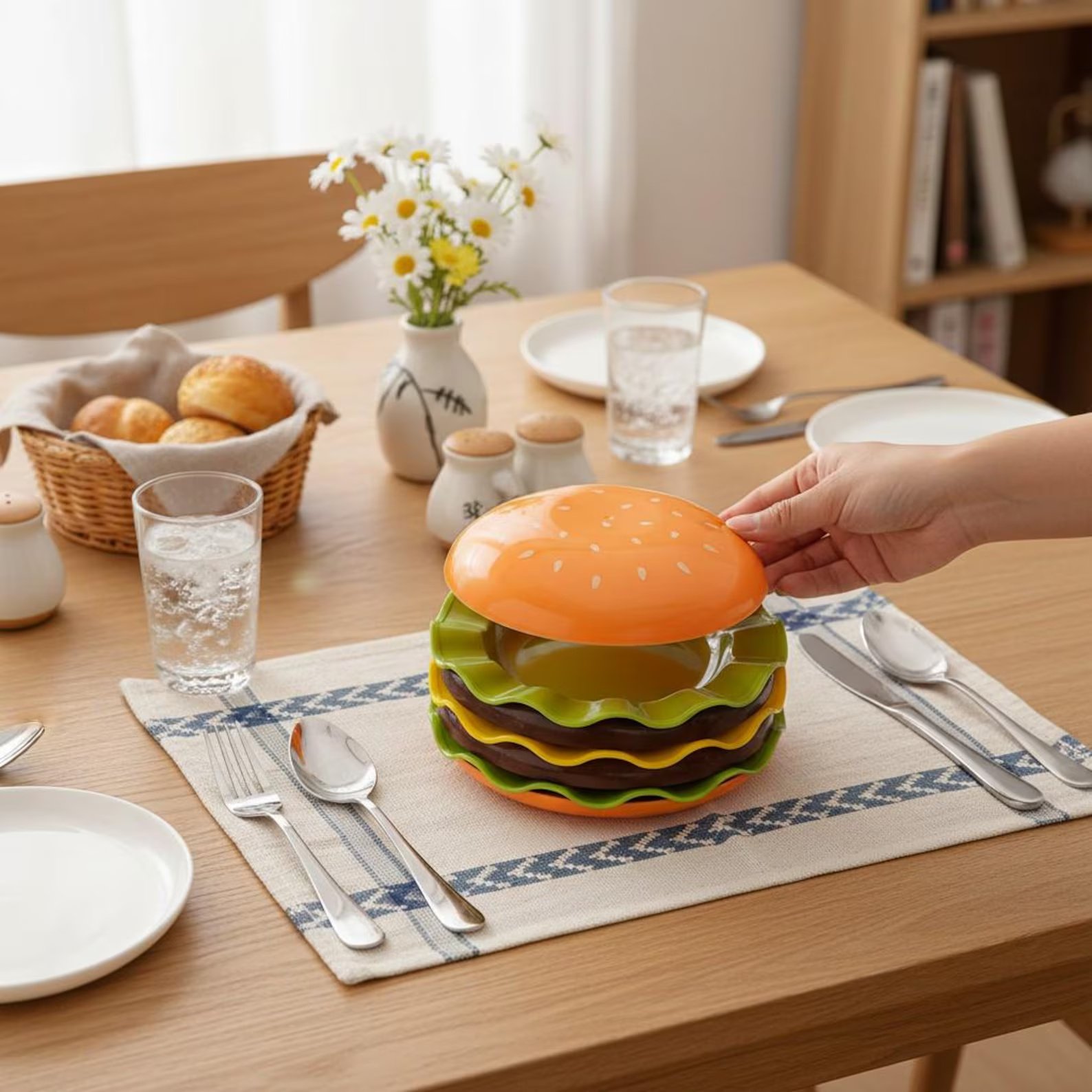 Creative 7-Piece Hamburger Tableware & Snack Storage Set product image (4)