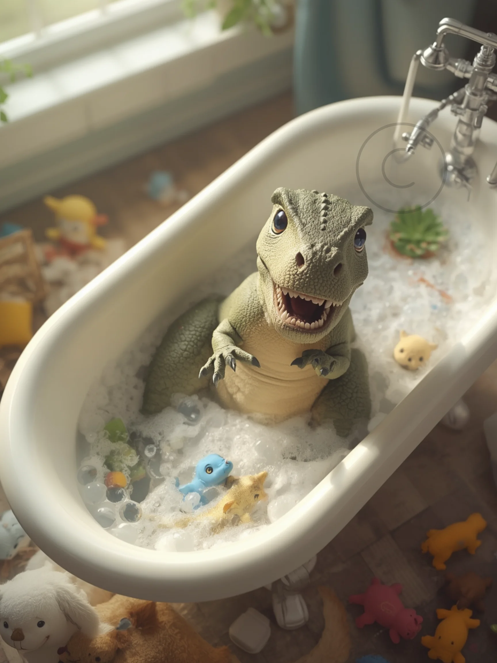 Dinosaur in a Bathtub Poster product image (1)