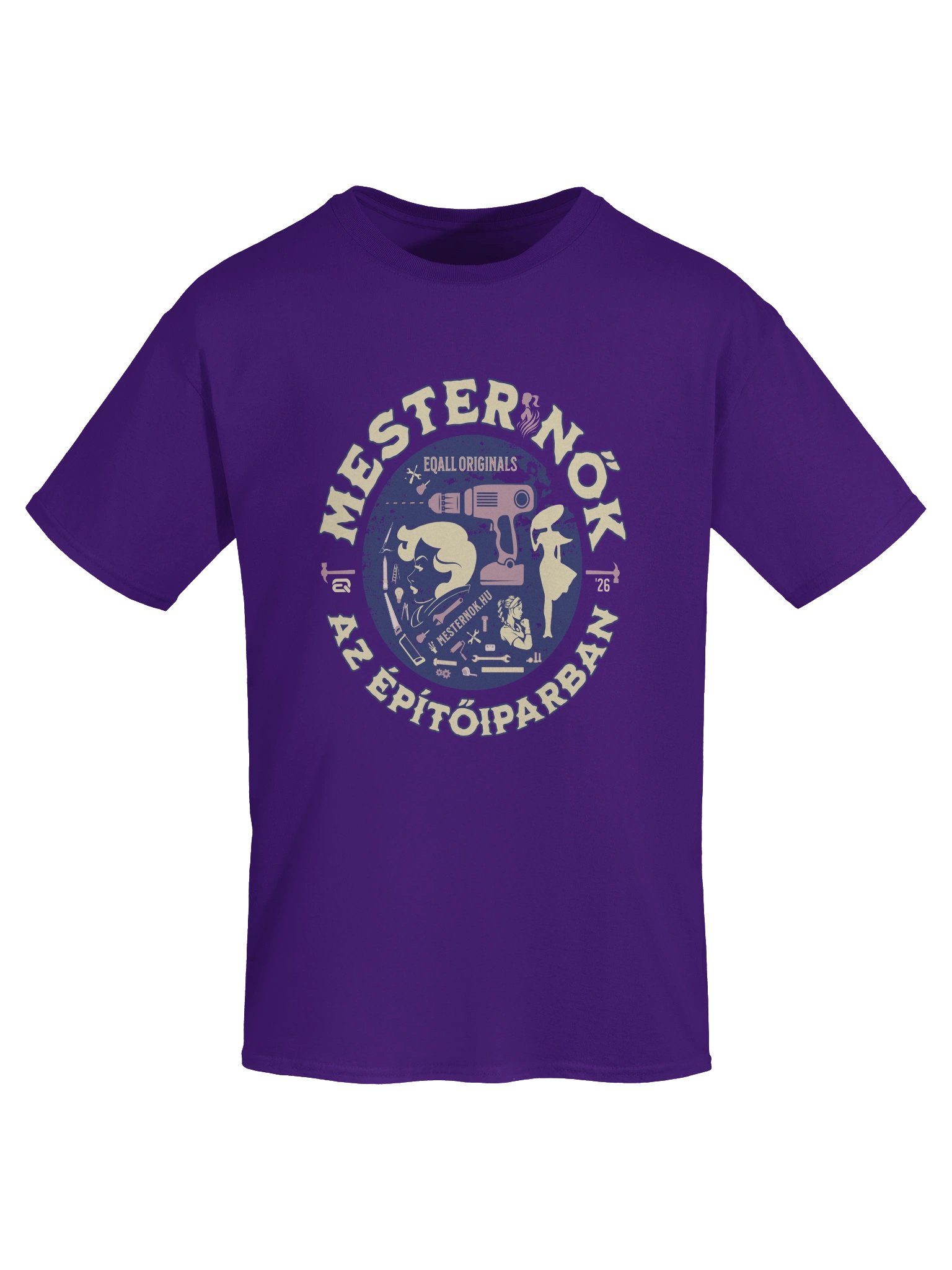Mesternők Retro Vibe_Unisex 100% Pamut Gildan Dizájn_EQALL.hu® Originals_Lila / Bézs product image (55)