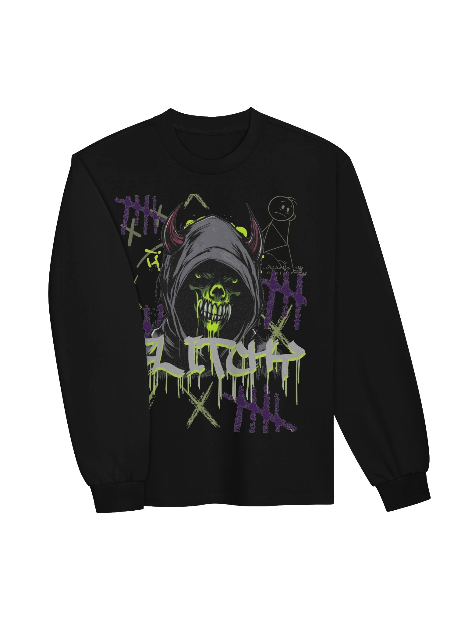 Neon Hooded Skull Graffiti Long Sleeve product image (5)