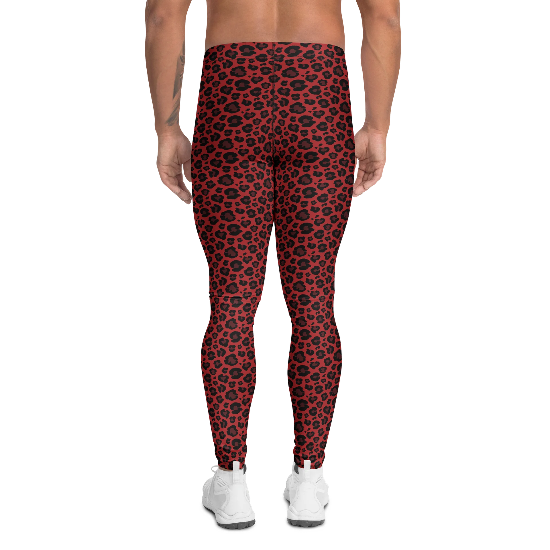 Bold Red Leopard Print Men's Leggings product image (2)