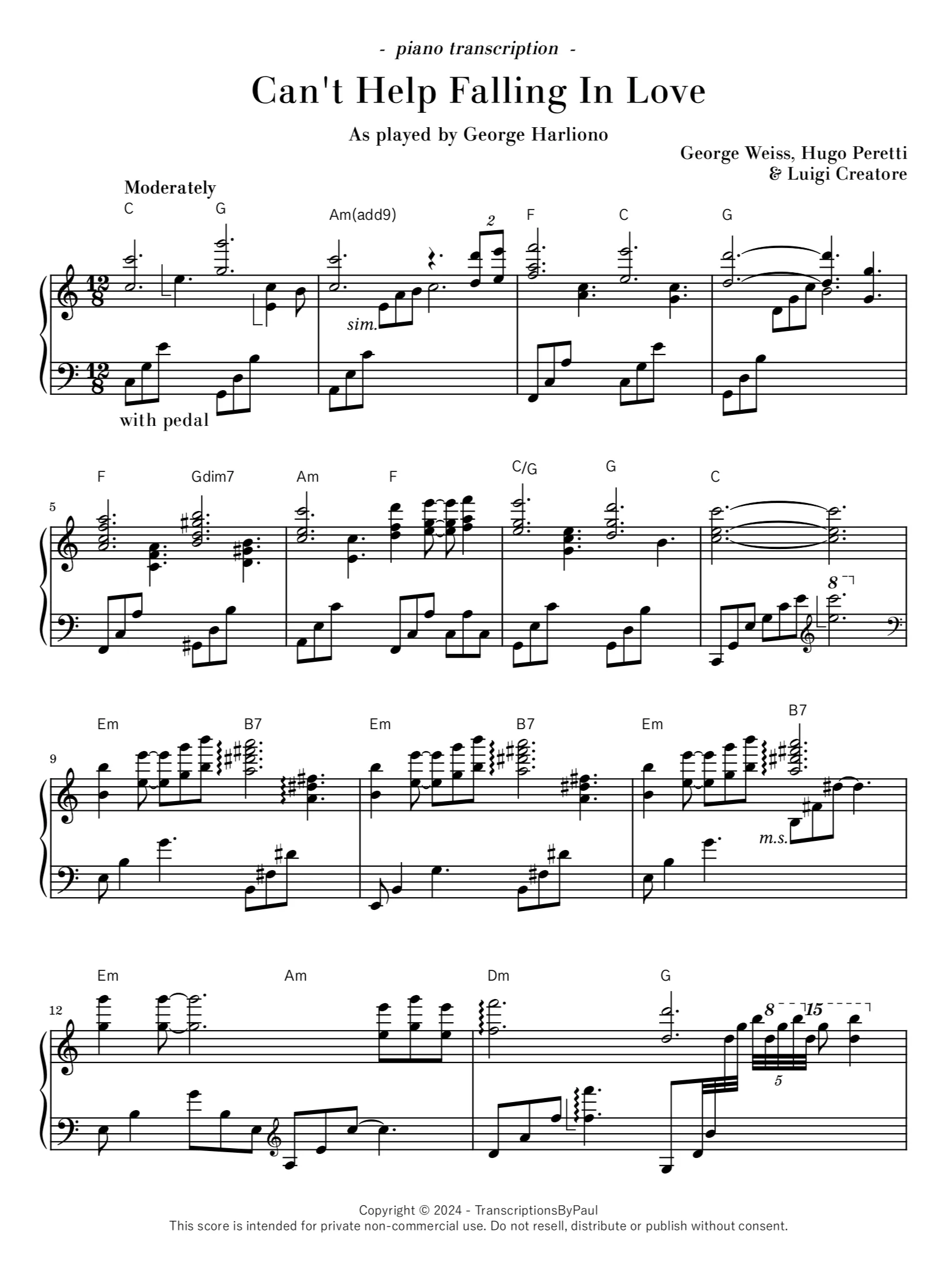 Can't Help Falling In Love - George Harliono product image (1)